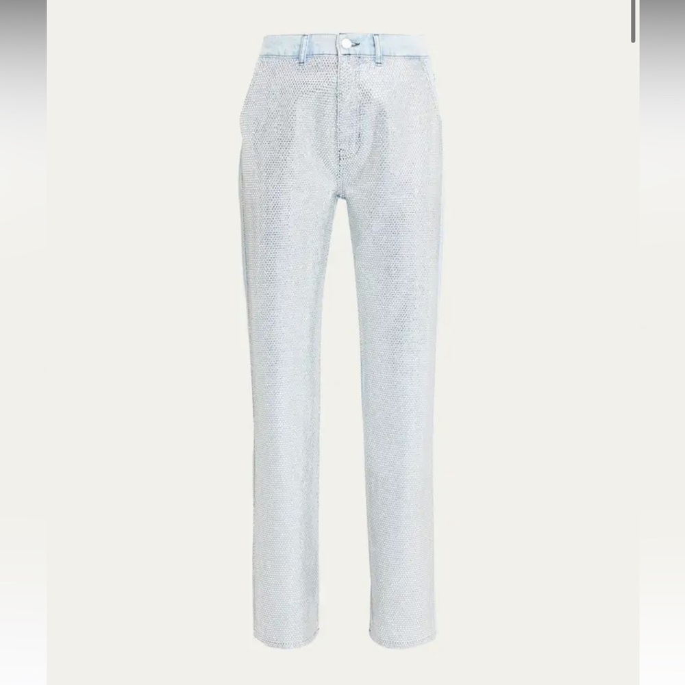 FRAME Le Jane High Rise Straight Rhinestone Jeans